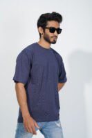 Drop Shoulder T-Shirt-Neavy Blue
