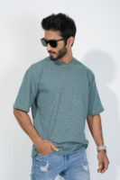 Drop Shoulder T-Shirt-Celestial Teal