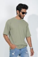 Drop Shoulder T-Shirt-Bright Olive