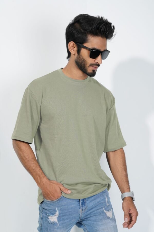 Drop Shoulder T-Shirt-Bright Olive