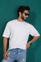 Drop Shoulder T-Shirt-Bright Silver