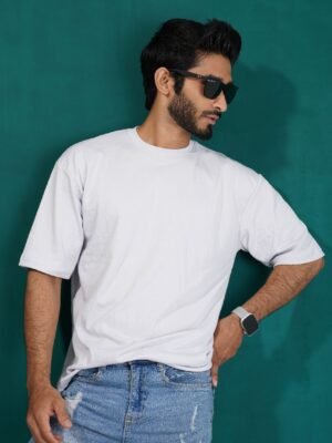 Drop Shoulder T-Shirt-Bright Silver
