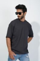 Drop Shoulder T-Shirt-Dark Ash