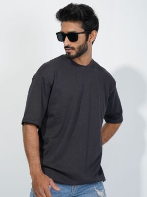 Drop Shoulder T-Shirt-Dark Ash