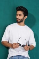 Drop Shoulder T-Shirt-Bright Silver