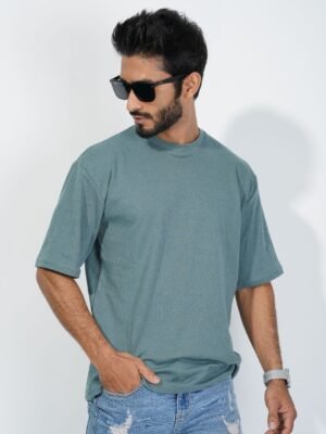 Drop Shoulder T-Shirt-Celestial Teal
