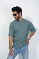 Drop Shoulder T-Shirt-Celestial Teal