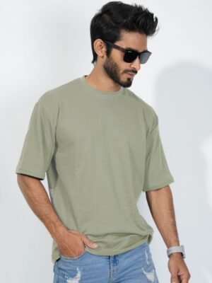 Drop Shoulder T-Shirt-Bright Olive